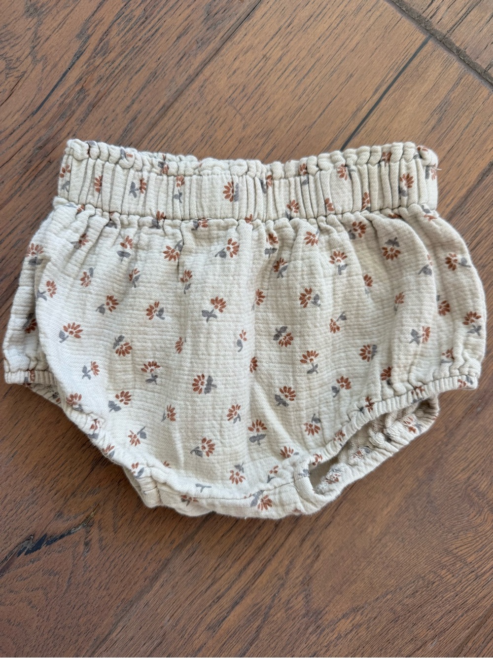 Quincy Mae Cream Floral Diaper Cover with Rust Accents